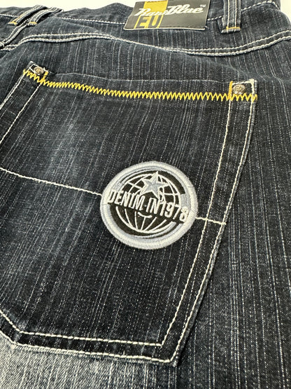 Vintage RawBlue Jeanshose blau/gelb Gr. 38