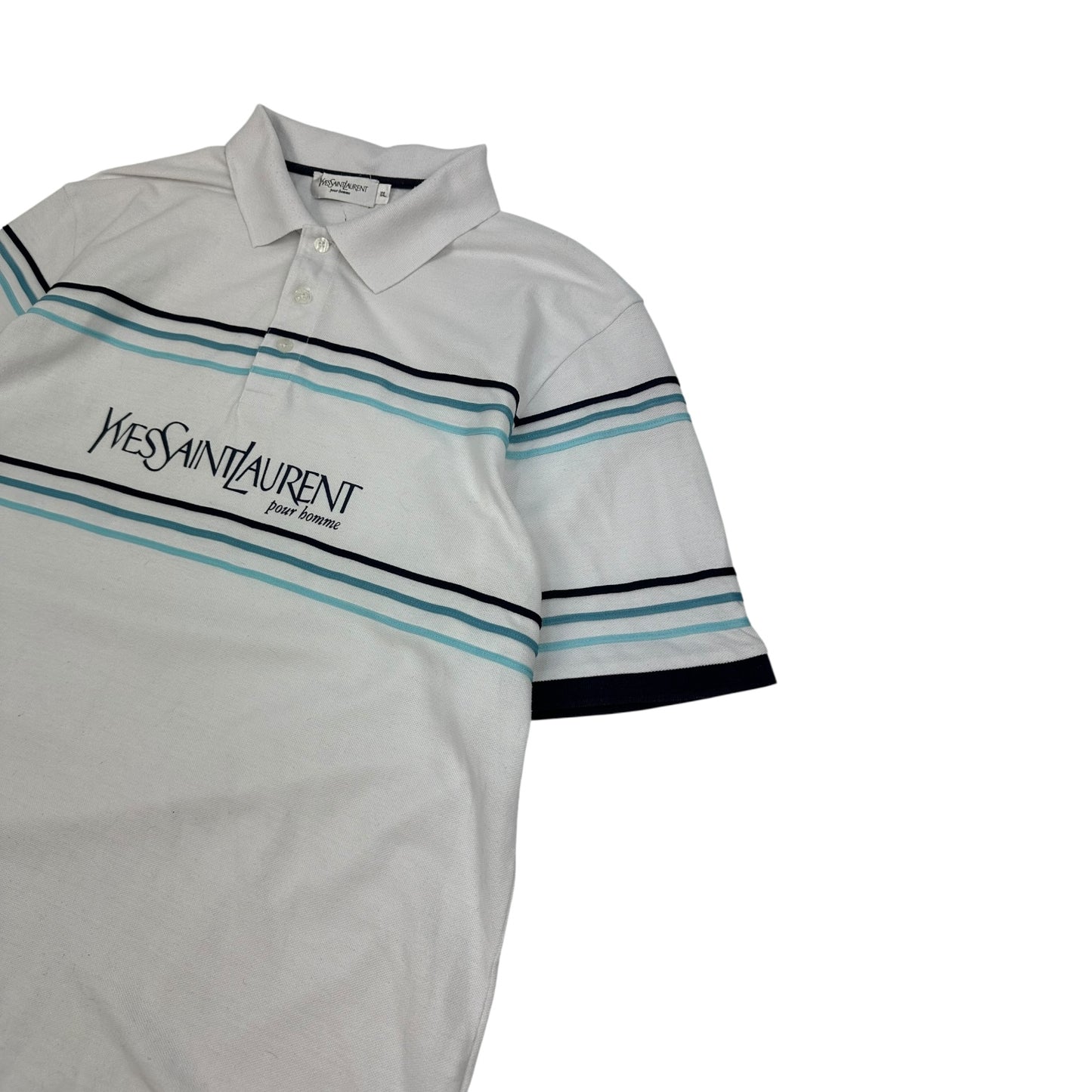 Vintage Yves Saint Laurent Polohemd weiß / blau XL