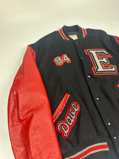 Vintage DeLong Raptors College jacke schwarz/rot Gr. L