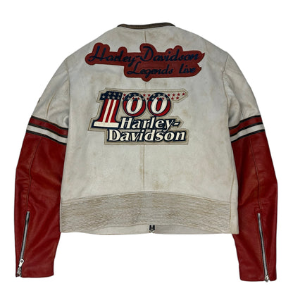 Vintage Harley Davidson Motorradjacke weiß/rot Gr. M