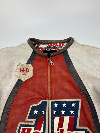 Vintage Harley Davidson Motorradjacke weiß/rot Gr. M