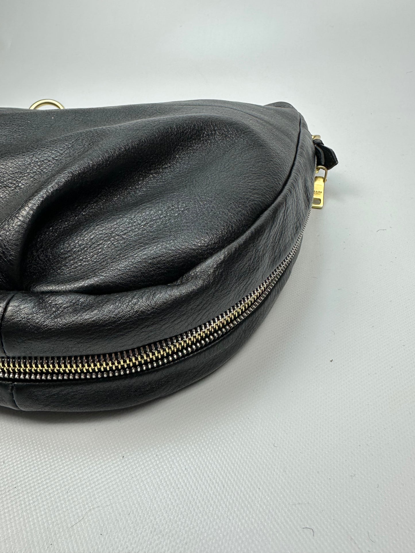 Vintage Prada Ponyhair Soulder Bag schwarz/gold