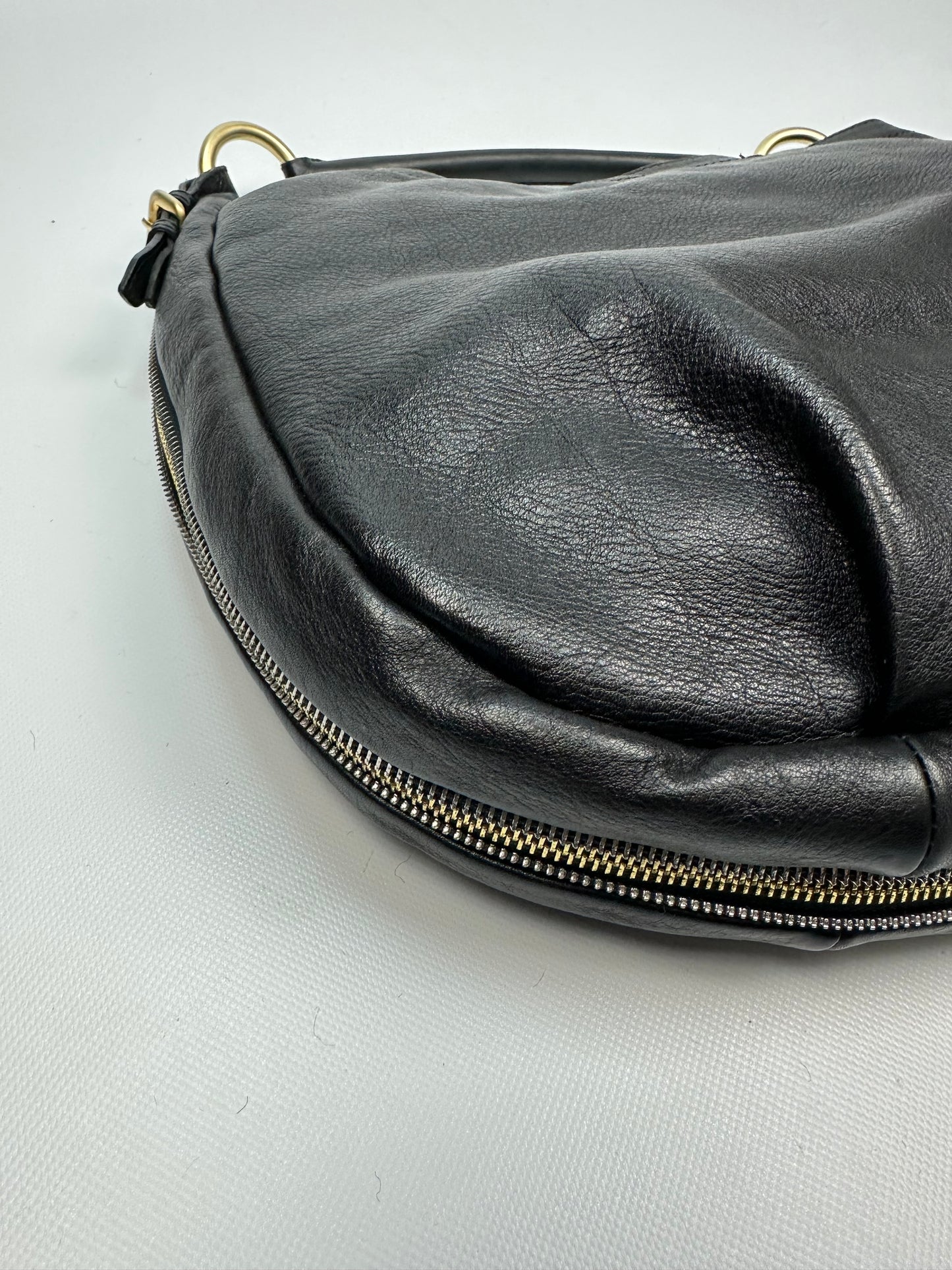 Vintage Prada Ponyhair Soulder Bag schwarz/gold