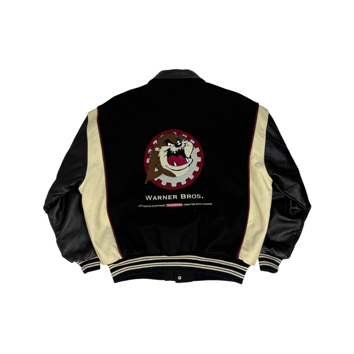 Vintage Warner Bros. Leder / Collagejacke schwarz Gr. L