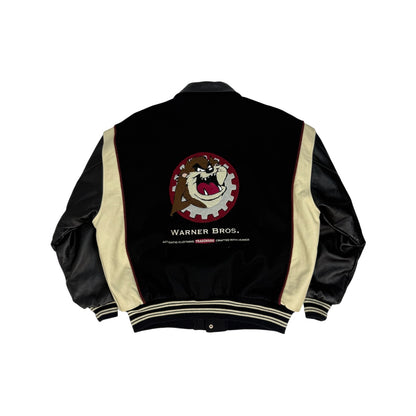 Vintage Warner Bros. Leder / Collagejacke schwarz Gr. L