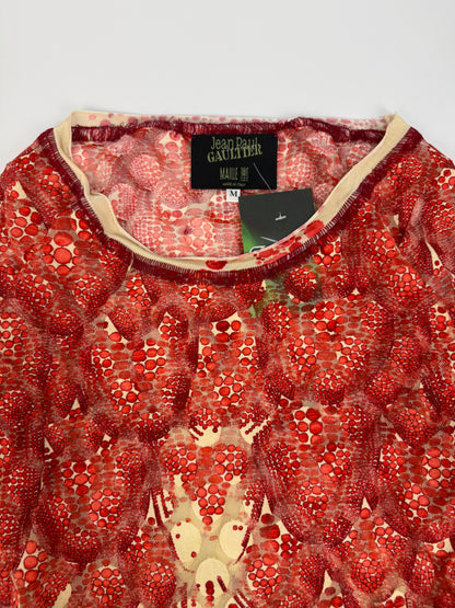 Vintage Jean Paul Gaultier Erdbeeren T-Shirt rot Gr. M