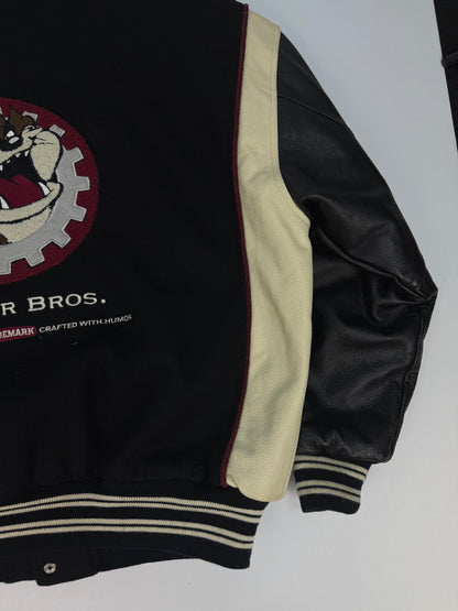 Vintage Warner Bros. Leder / Collagejacke schwarz Gr. L
