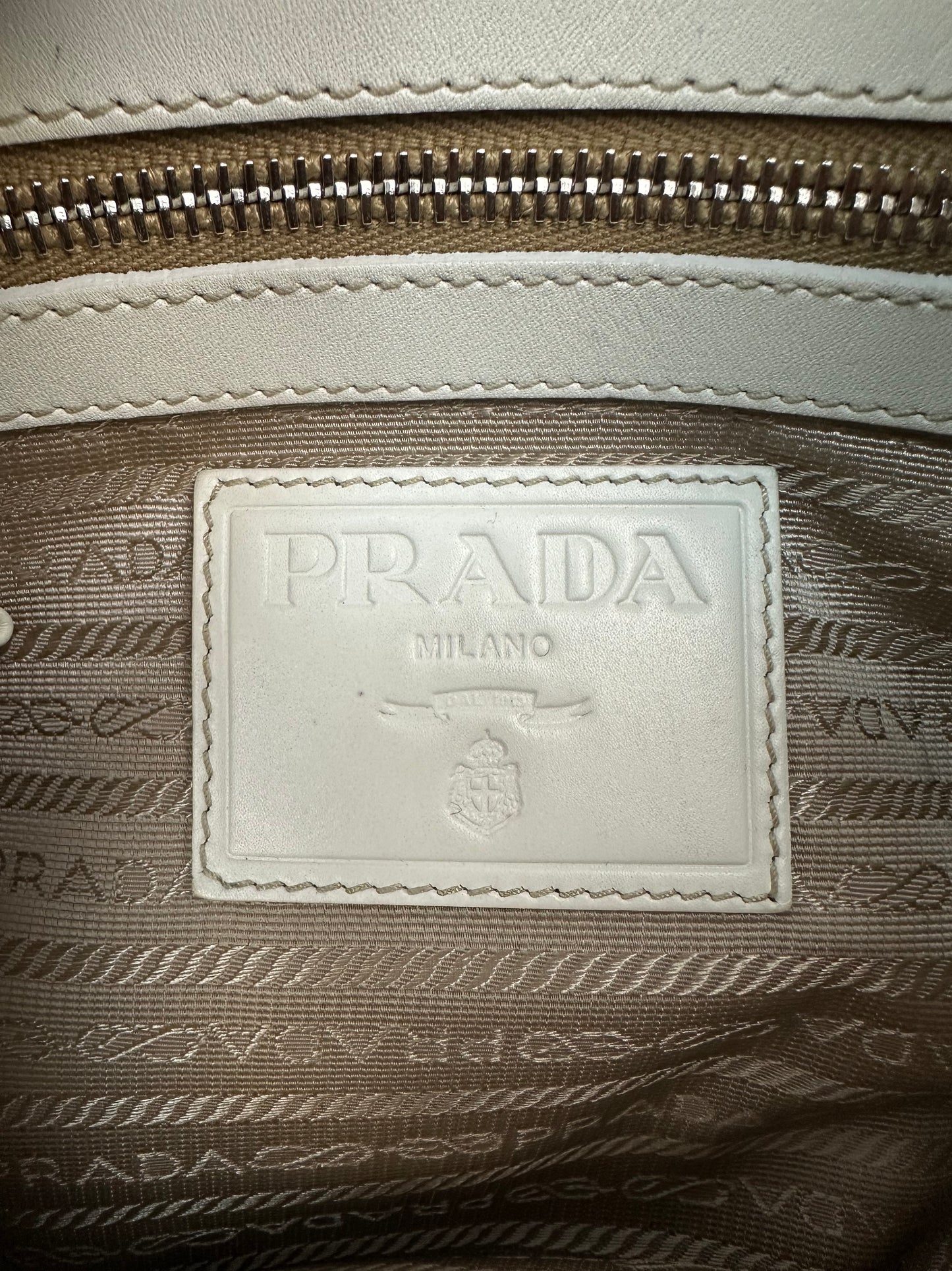 Prada Jacquard Handtasche beige/braun