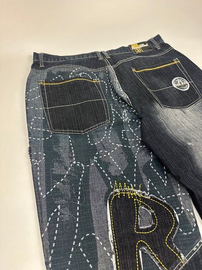 Vintage RawBlue Jeanshose blau/gelb Gr. 38