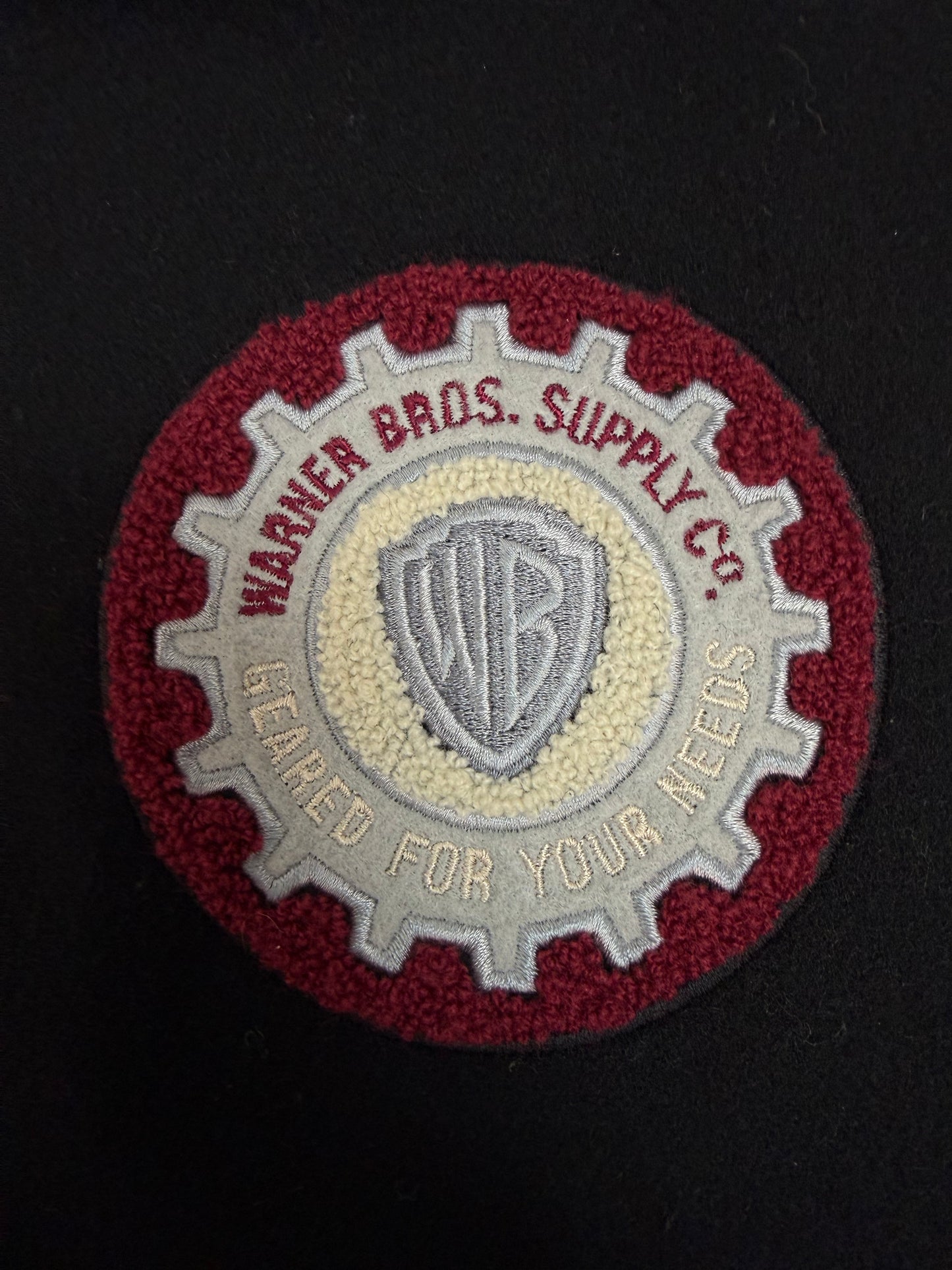 Vintage Warner Bros. Leder / Collagejacke schwarz Gr. L