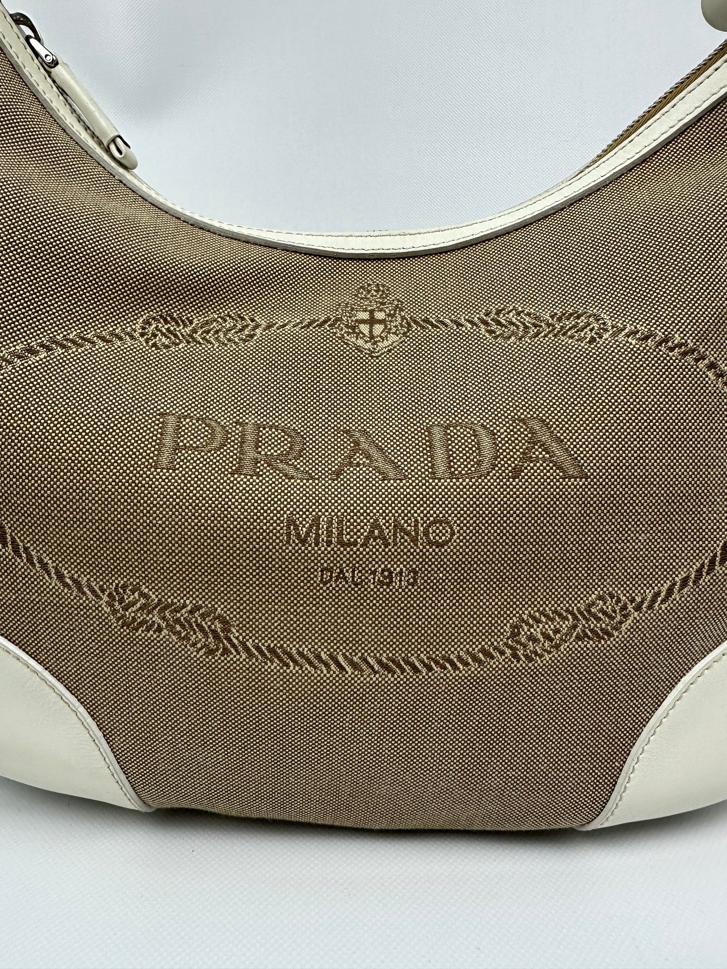 Prada Jacquard Handtasche beige/braun