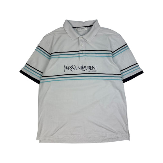 Vintage Yves Saint Laurent Polohemd weiß / blau XL