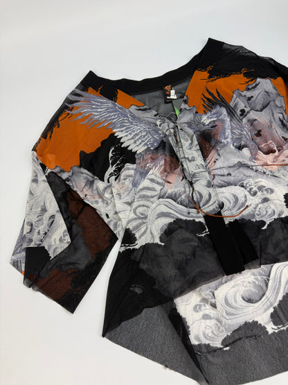 Vintage Jean Paul Gaultier Soleil Shirt schwarz / orange Gr. S