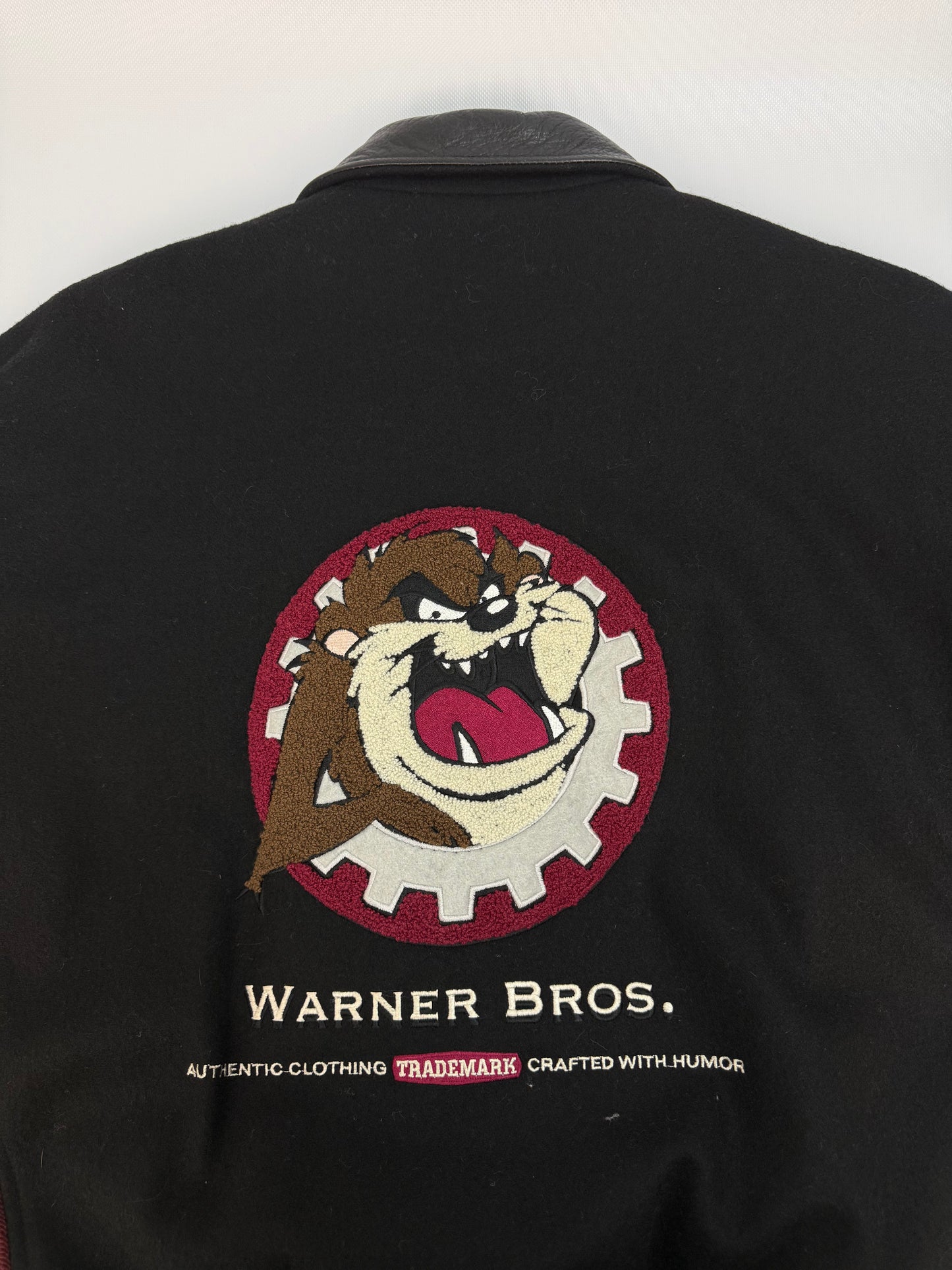 Vintage Warner Bros. Leder / Collagejacke schwarz Gr. L
