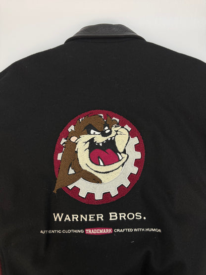 Vintage Warner Bros. Leder / Collagejacke schwarz Gr. L