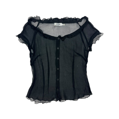 Vintage Moschino Jeans Mesh Bluse schwarz Damen L