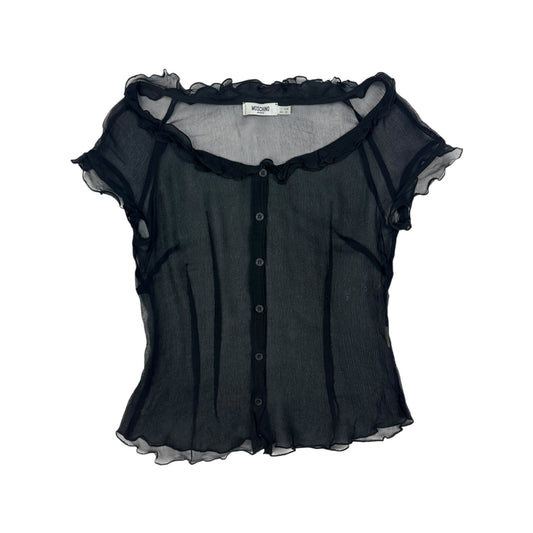 Vintage Moschino Jeans Mesh Bluse schwarz Damen L