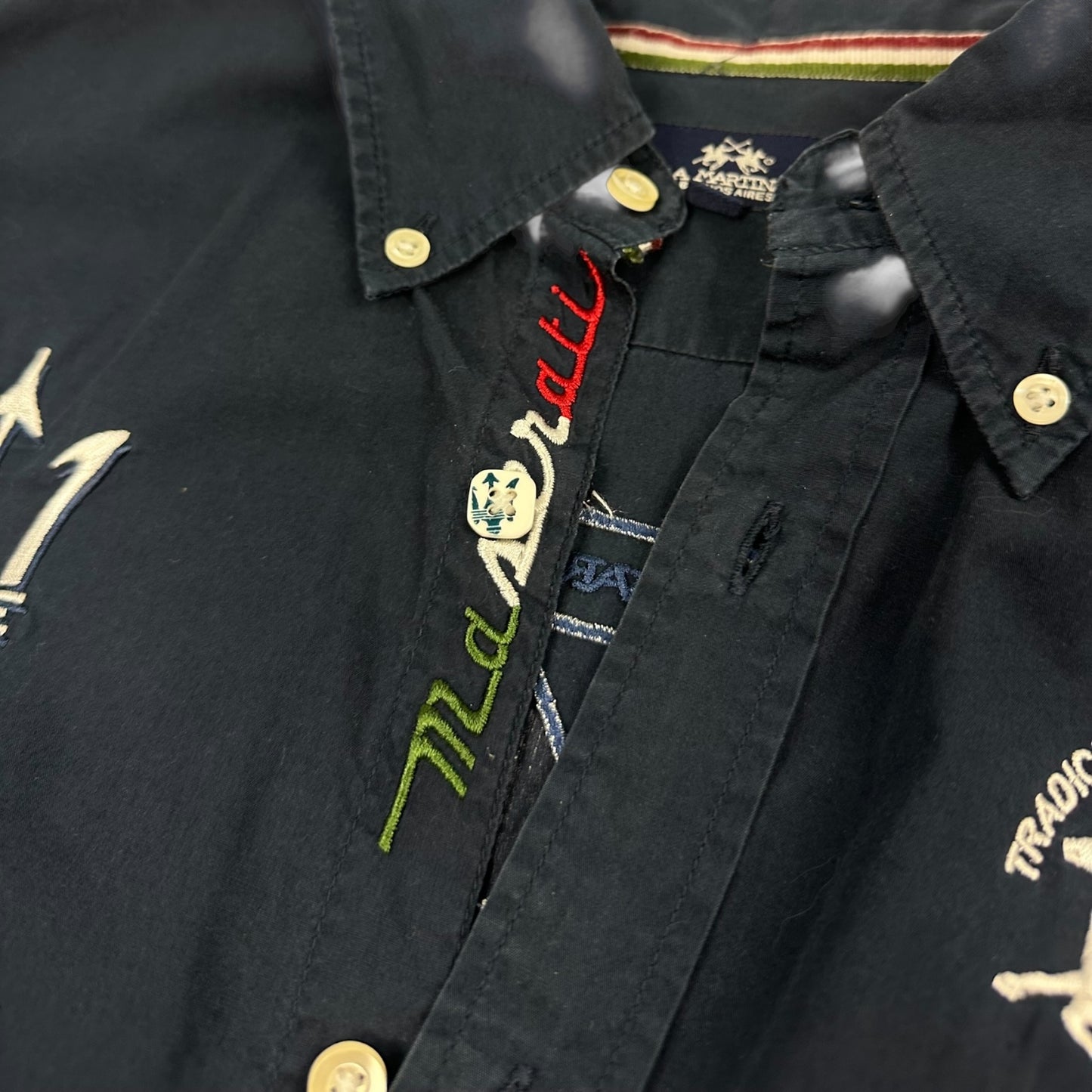 Vintage La Martina x Maserati Hemd Navy blau M