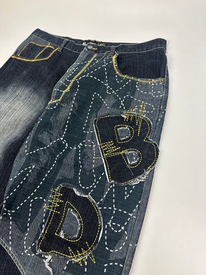 Vintage RawBlue Jeanshose blau/gelb Gr. 38