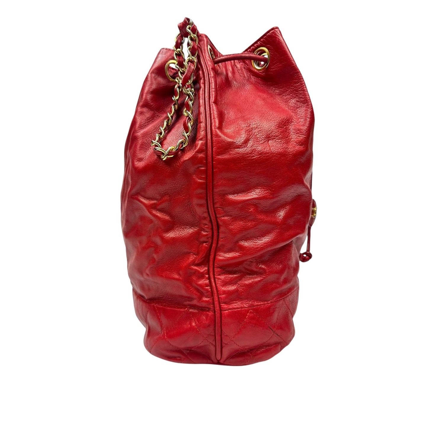 Vintage Chanel Handtasche rot / gold