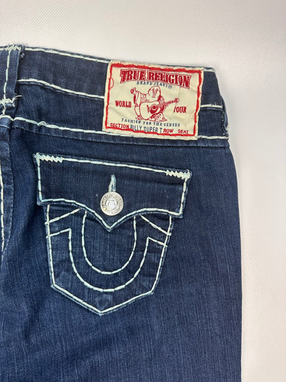 Vintage Teue Religion Jeanshose blau/weiß Gr. 28