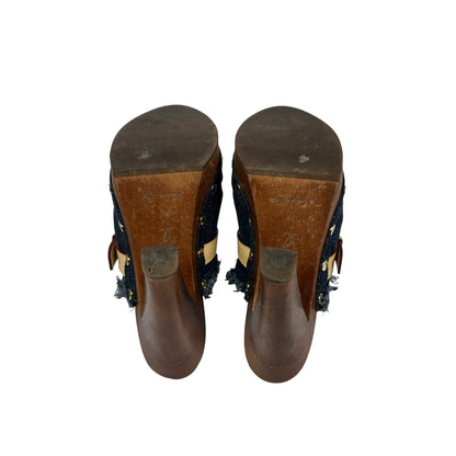 Vintage Louis Vuitton Heels Denim / Holz 38