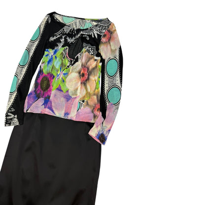 Vintage Class Cavalli Set ( Rock & Top) schwarz / bunt Gr. M