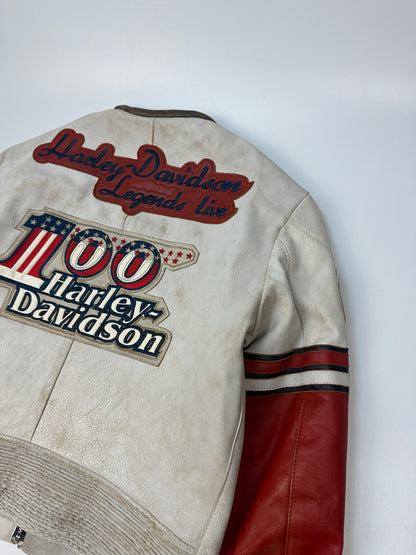 Vintage Harley Davidson Motorradjacke weiß/rot Gr. M