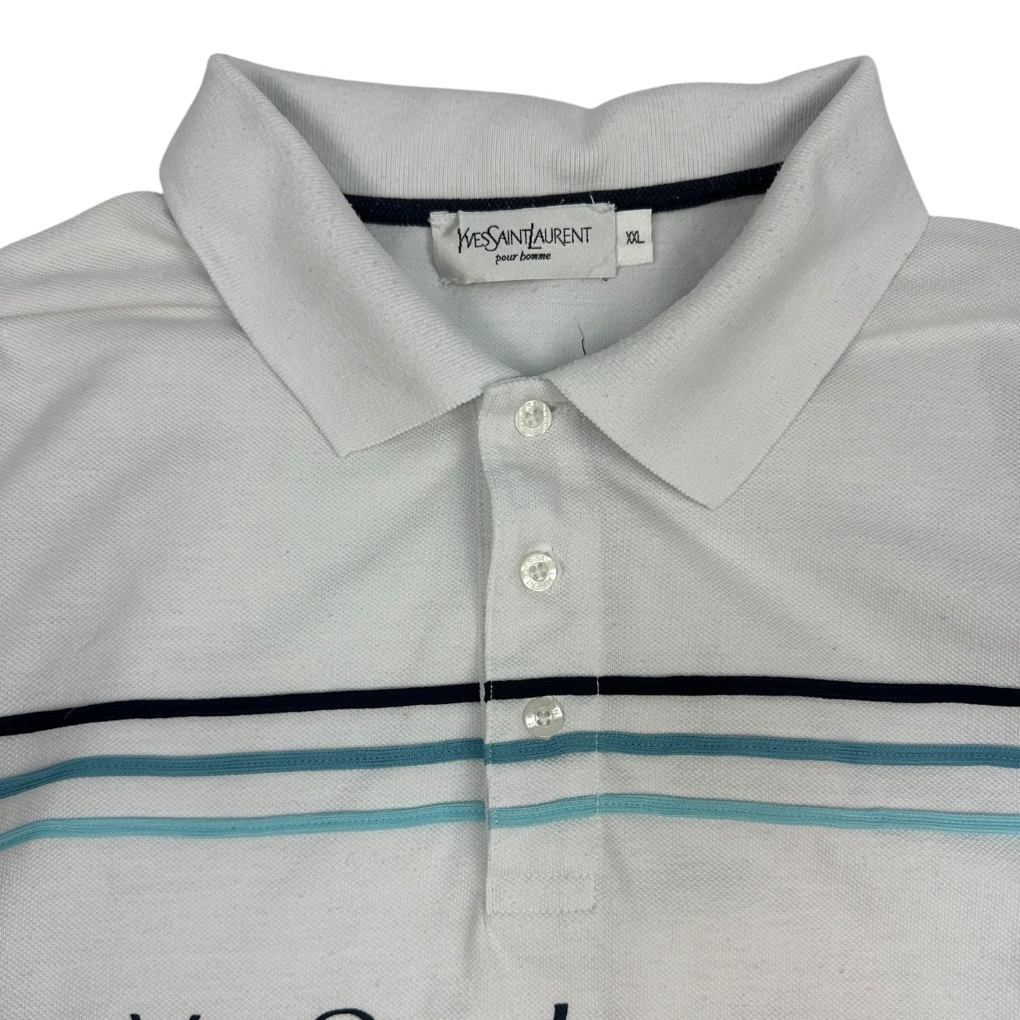 Vintage Yves Saint Laurent Polohemd weiß / blau XL