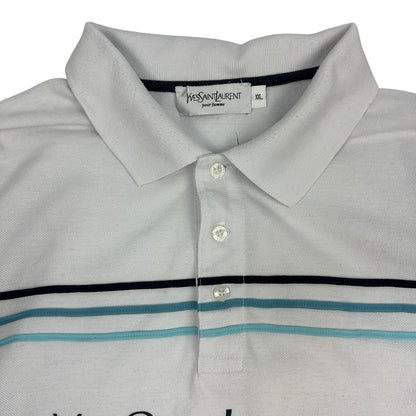 Vintage Yves Saint Laurent Polohemd weiß / blau XL