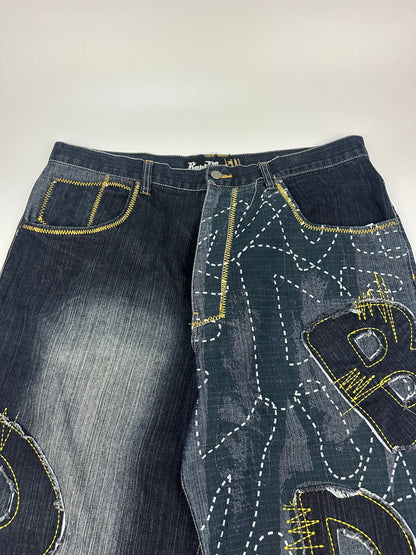 Vintage RawBlue Jeanshose blau/gelb Gr. 38