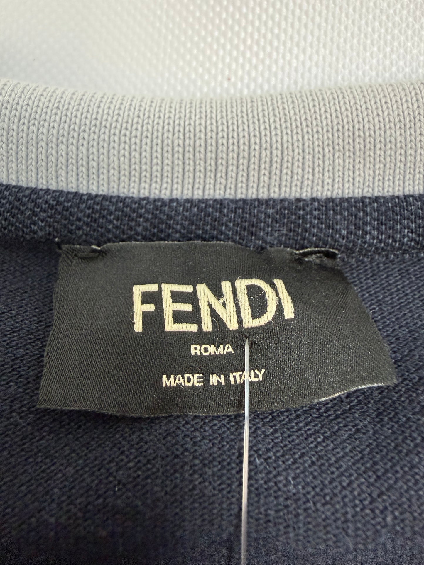 Fendi Polohemd Langarm dunkelblau / weiß Gr. M
