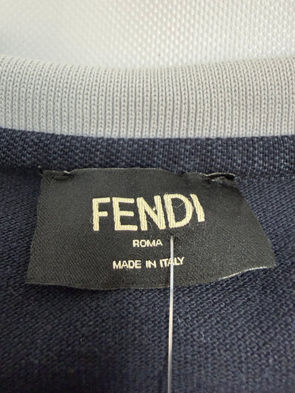 Fendi Polohemd Langarm dunkelblau / weiß Gr. M