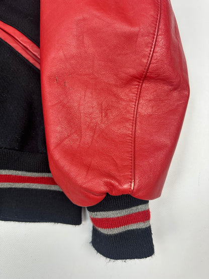 Vintage DeLong Raptors College jacke schwarz/rot Gr. L