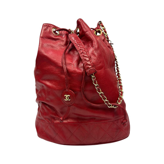 Vintage Chanel Handtasche rot / gold