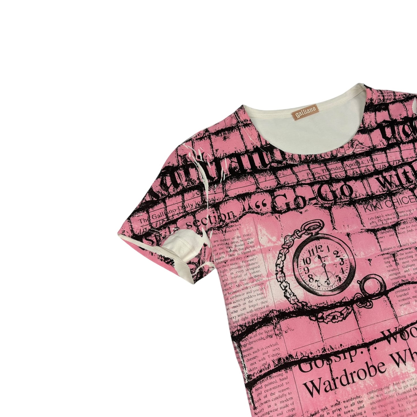 Vintage Galliano T-Shirt weiß / rosa Damen S