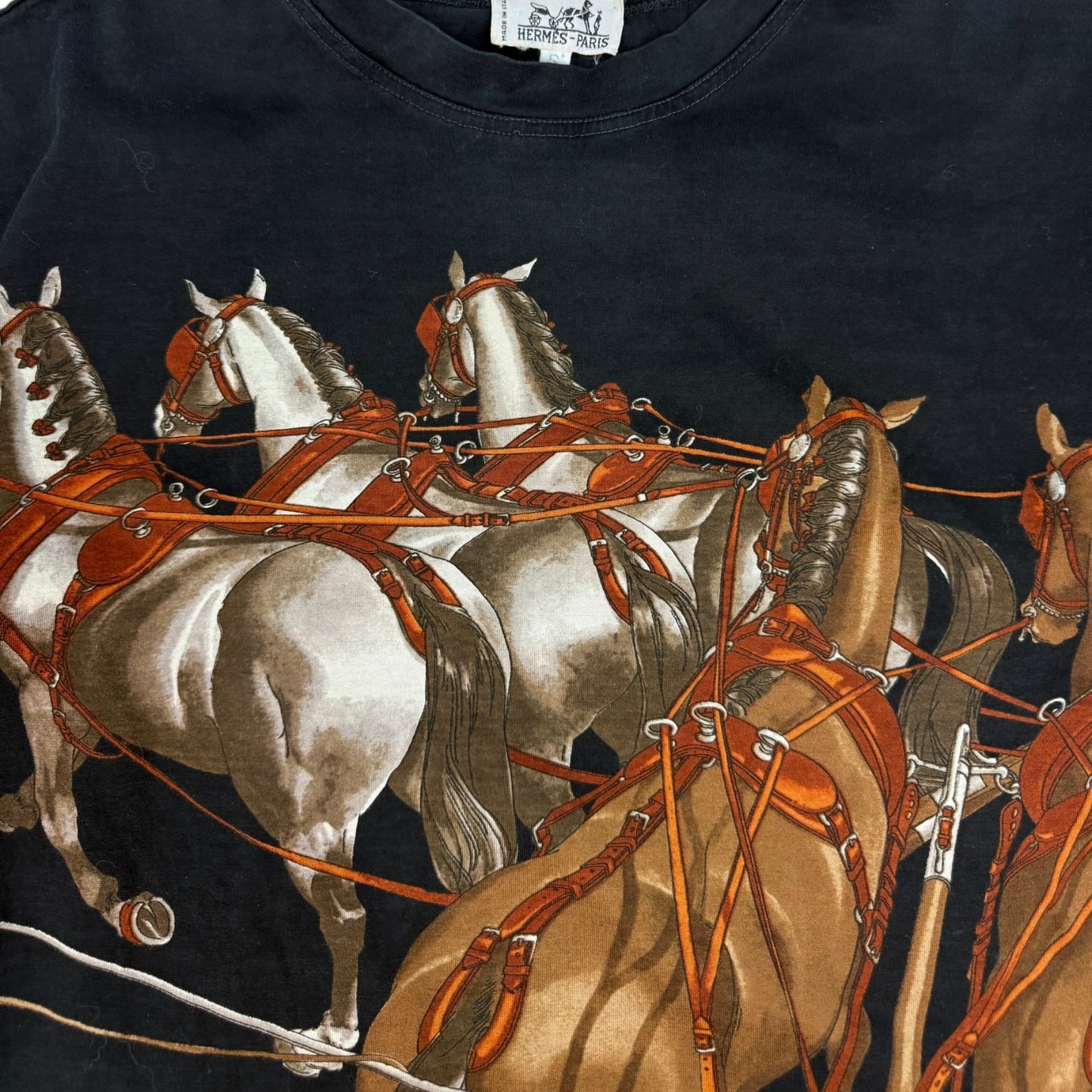 Vintage Hermes Reiter T-Shirt schwarz Gr. S