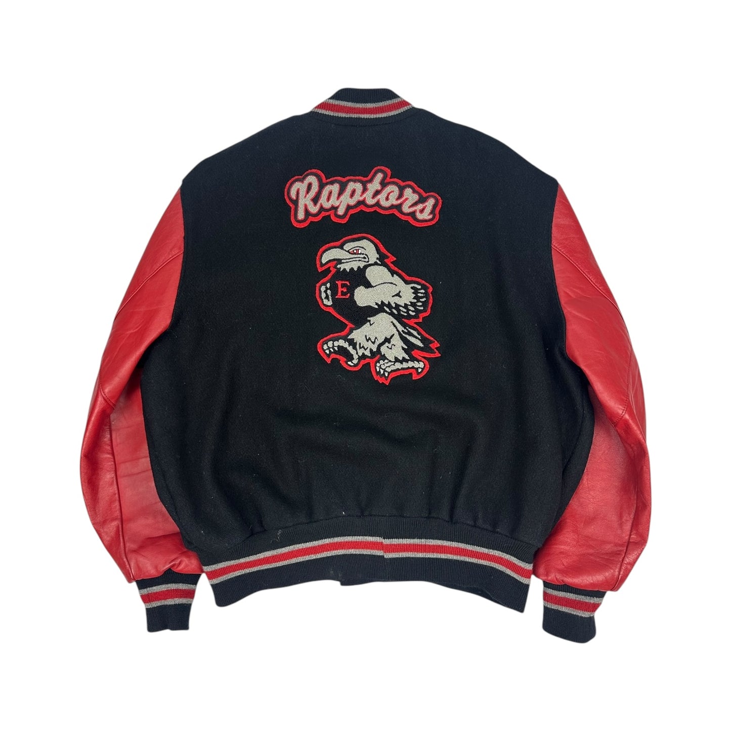 Vintage DeLong Raptors College jacke schwarz/rot Gr. L