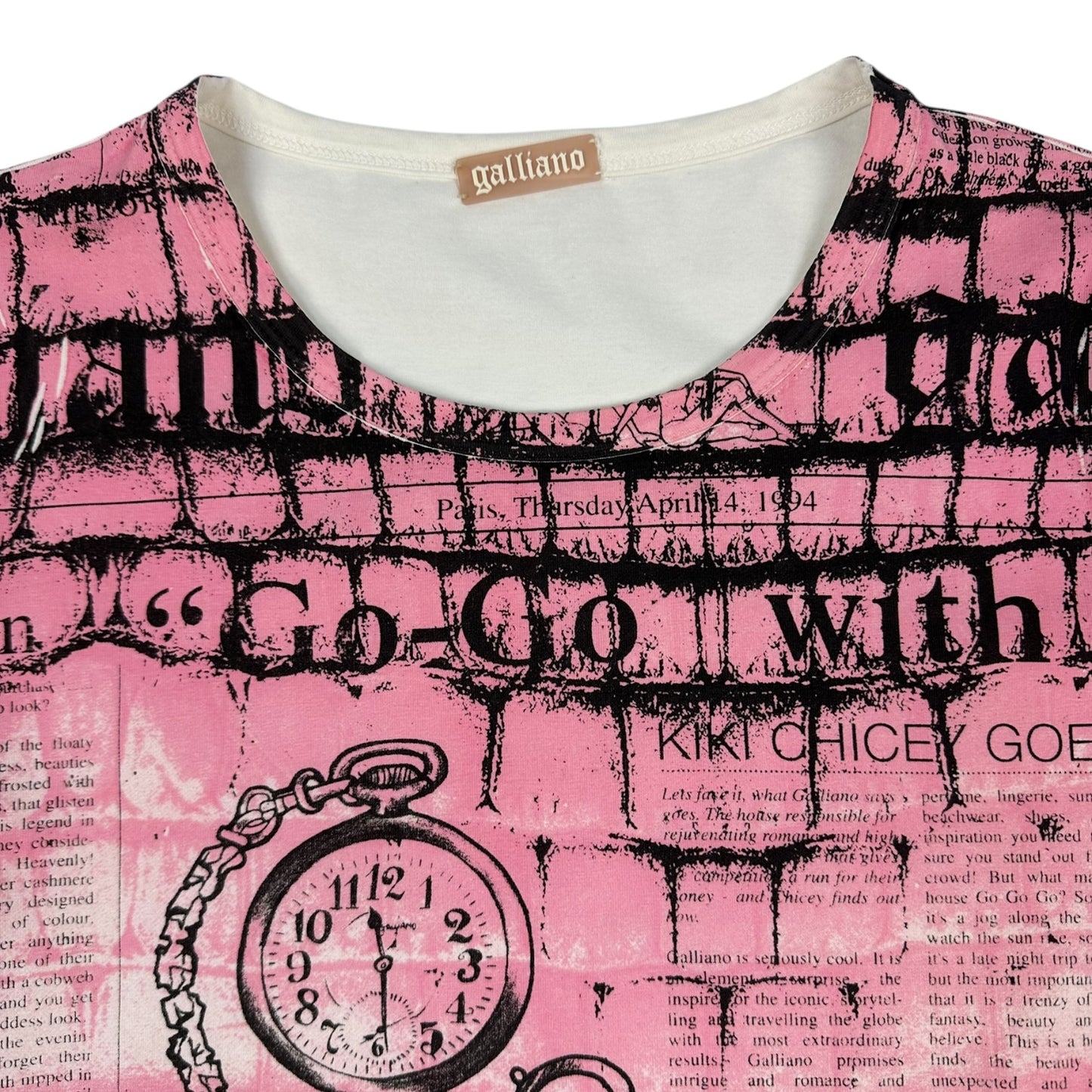 Vintage Galliano T-Shirt weiß / rosa Damen S