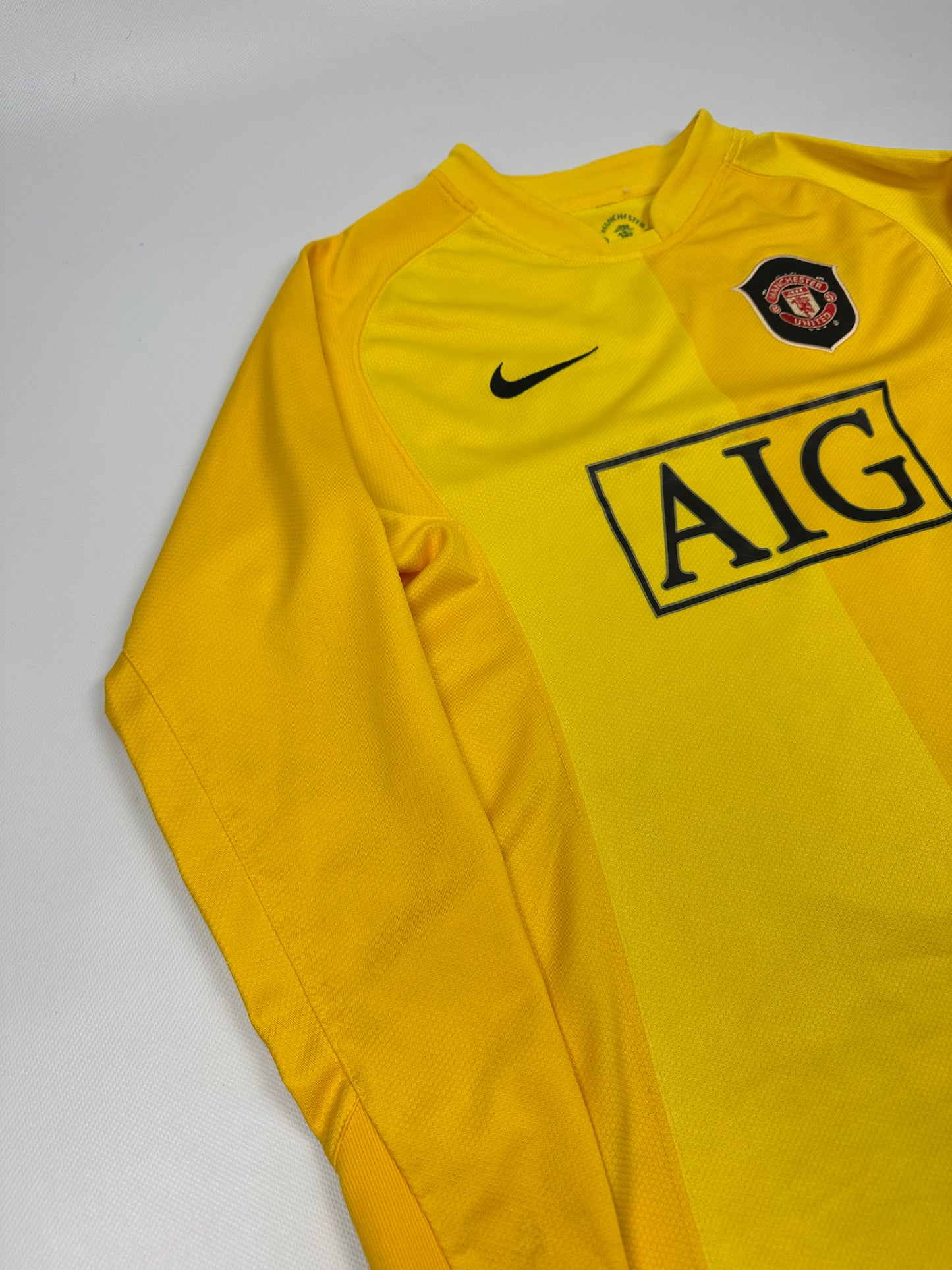 Vintage Nike Manchester United Fußballtrikot gelb L Kids