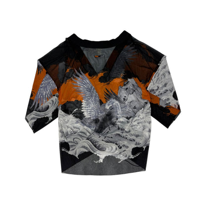 Vintage Jean Paul Gaultier Soleil Shirt schwarz / orange Gr. S