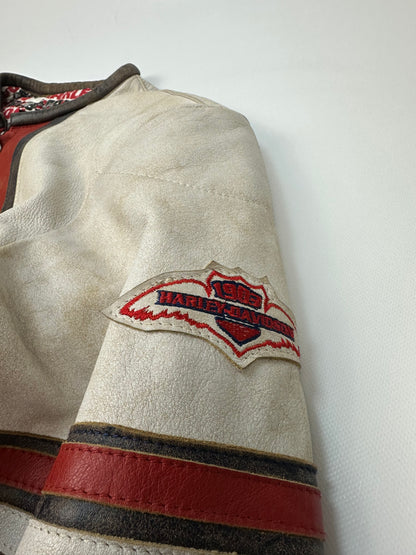 Vintage Harley Davidson Motorradjacke weiß/rot Gr. M