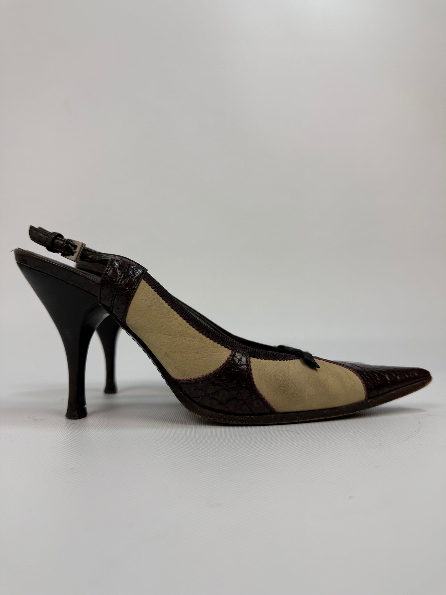 Vintage Prada Heels braun / beige Gr. 38,5