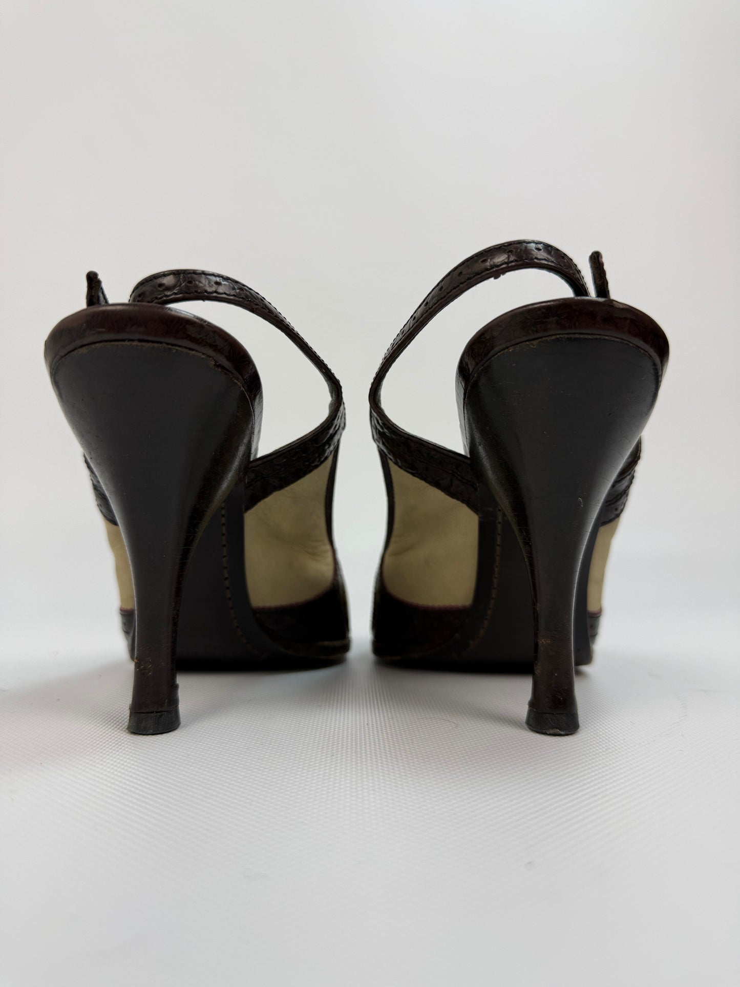 Vintage Prada Heels braun / beige Gr. 38,5