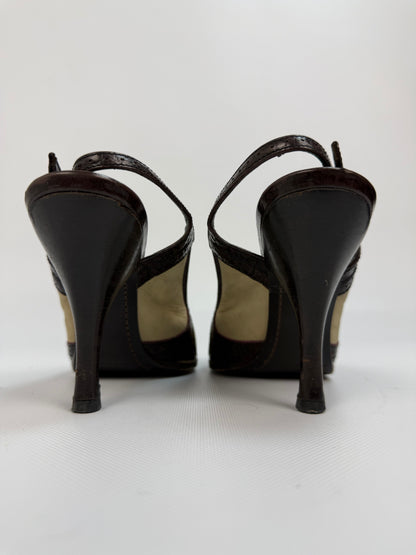 Vintage Prada Heels braun / beige Gr. 38,5