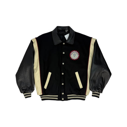 Vintage Warner Bros. Leder / Collagejacke schwarz Gr. L