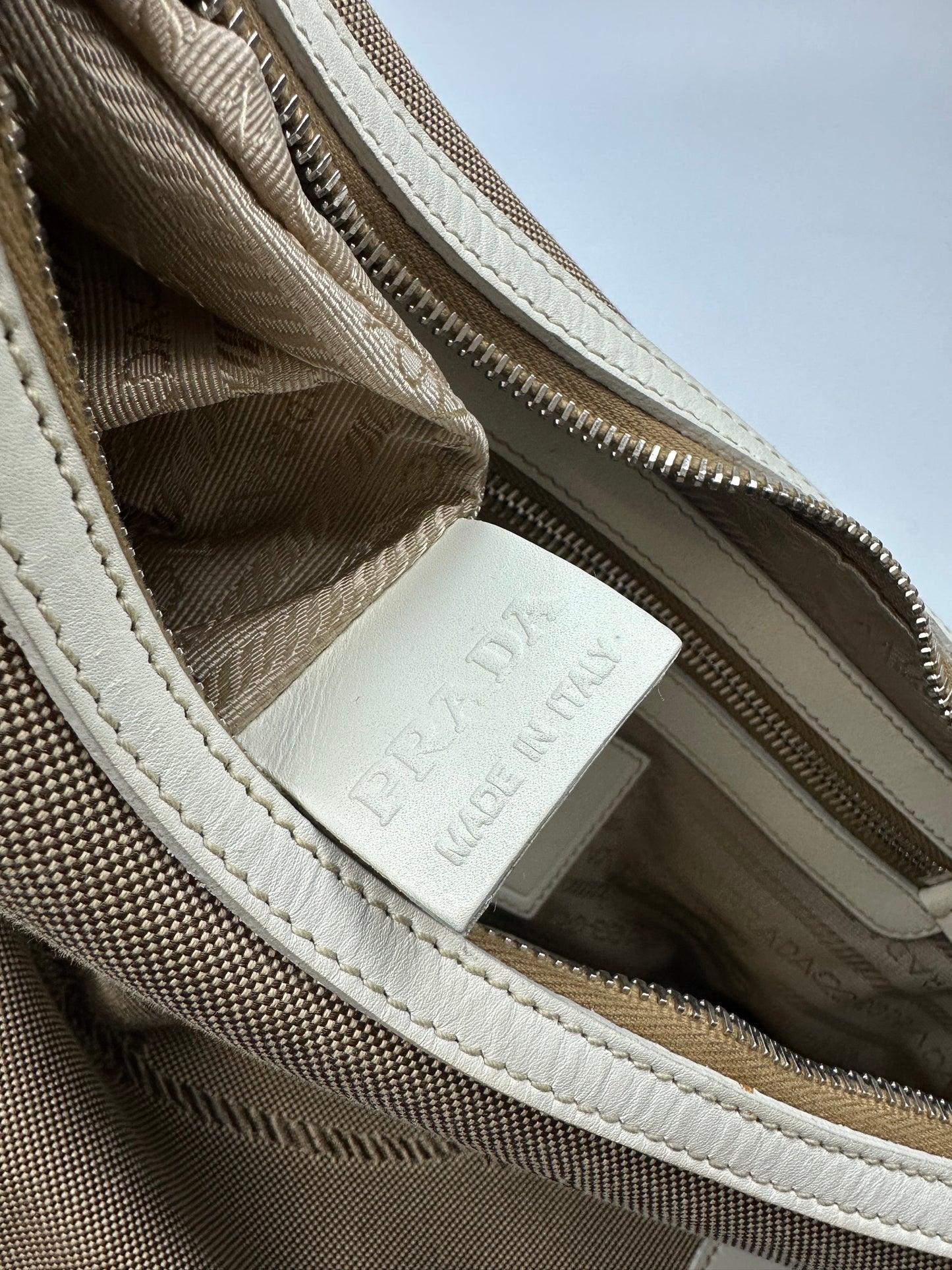 Prada Jacquard Handtasche beige/braun