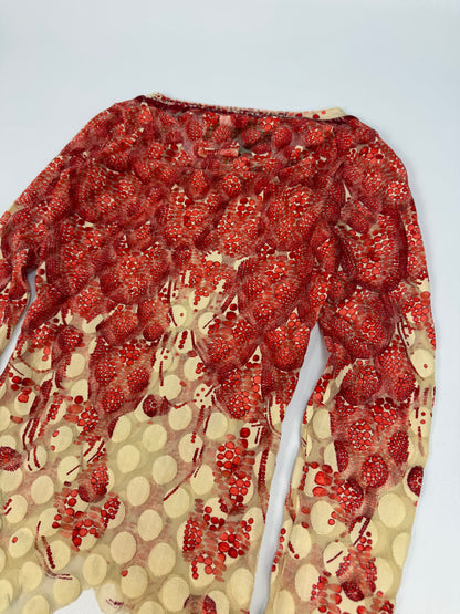 Vintage Jean Paul Gaultier Erdbeeren T-Shirt rot Gr. M