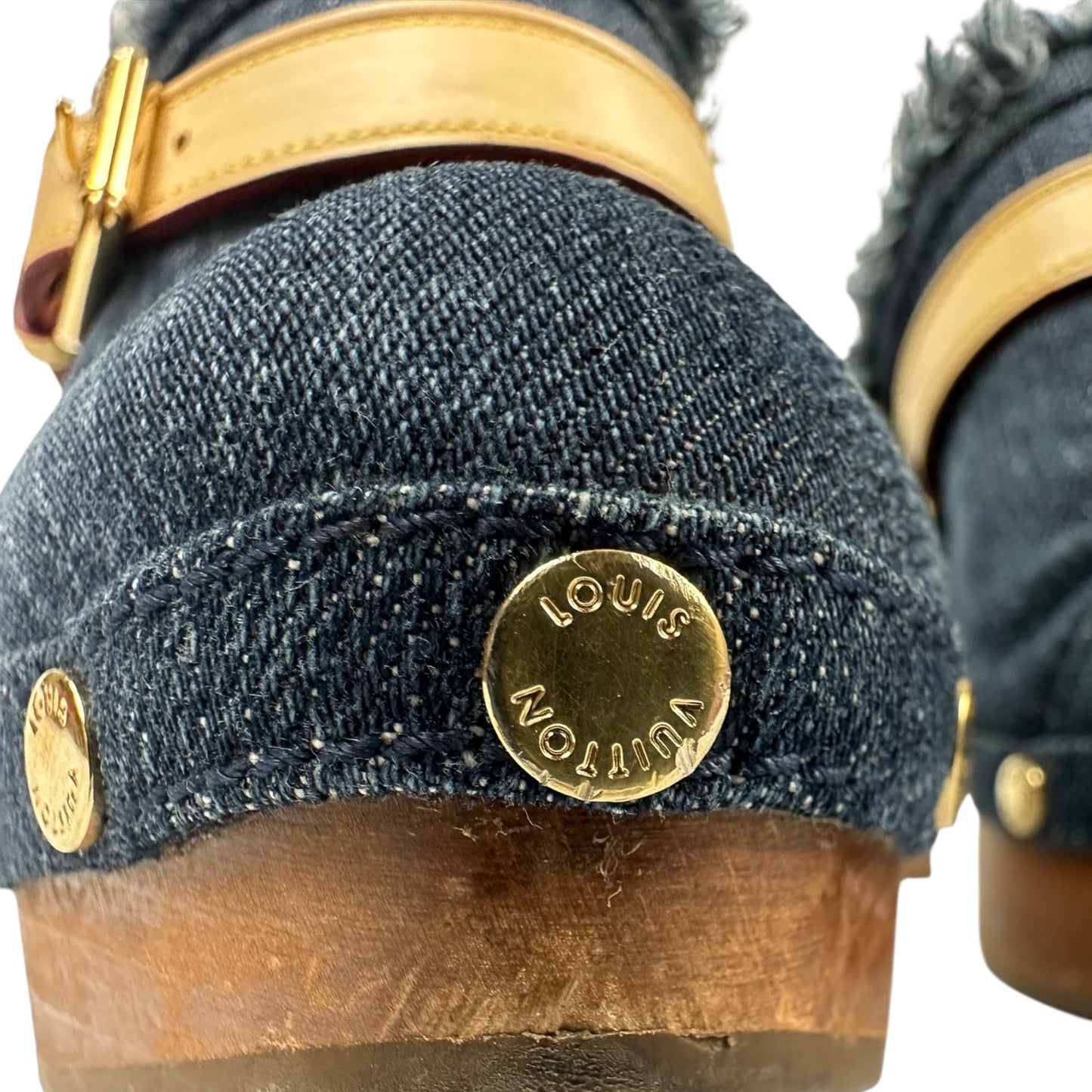 Vintage Louis Vuitton Heels Denim / Holz 38
