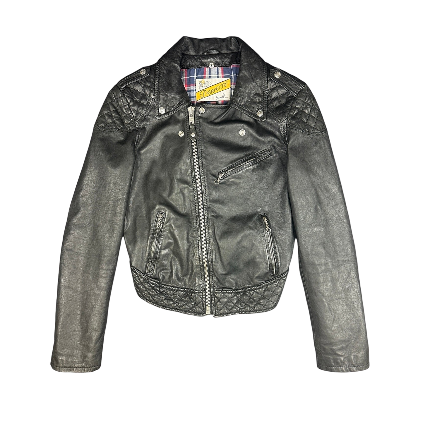 Vintage Schott leather jacket black women L